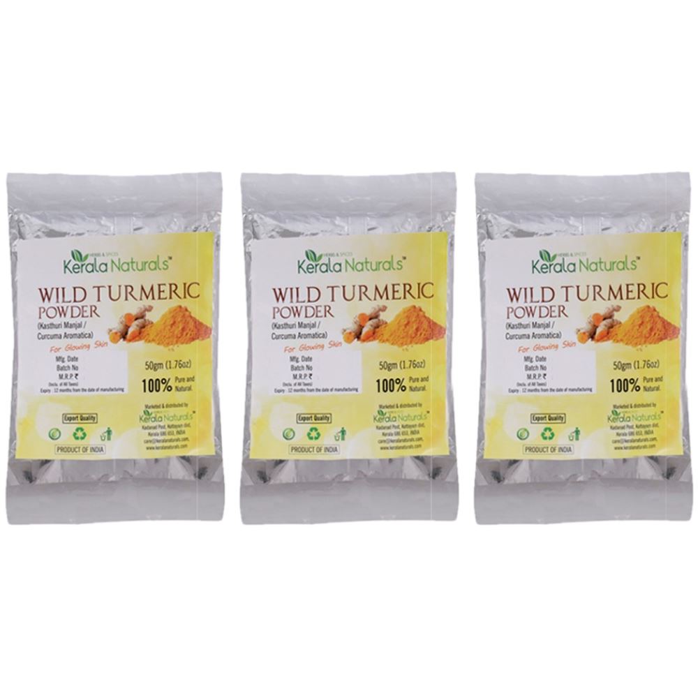 Kerala Naturals Kasturi (Wild Turmeric) Powder (50g, Pack of 3)