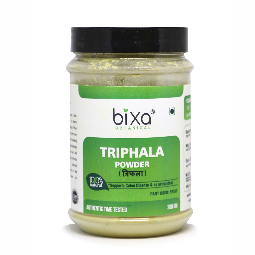 Bixa Botanical Triphala Fruit Powder Amla + Haritaki + Bibhitaki (200g)