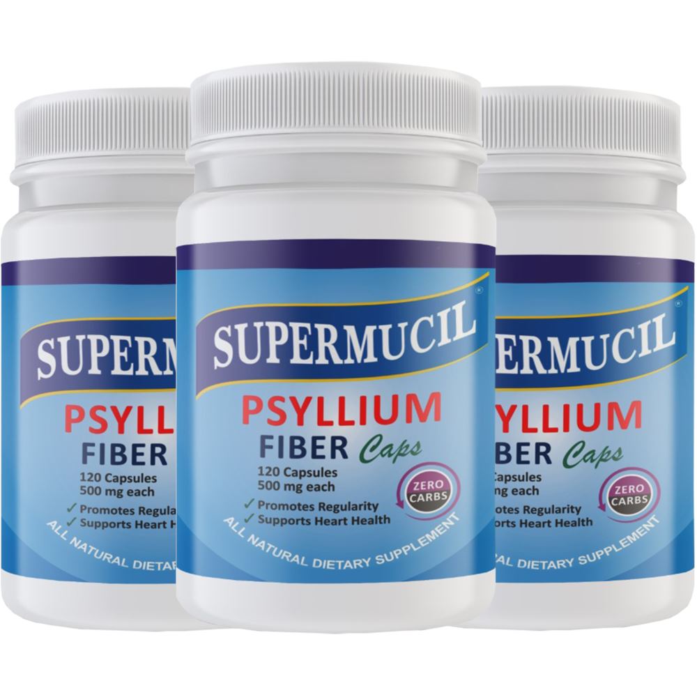 Supermucil Psyllium Fiber Capsules (120caps, Pack of 3)