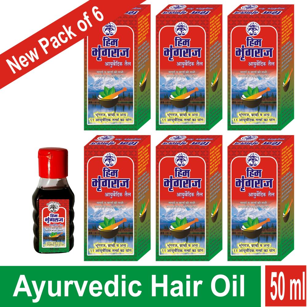 Bhimseni Him Bhringraj Ayurvedic Hair Oil (50ml, Pack of 6)