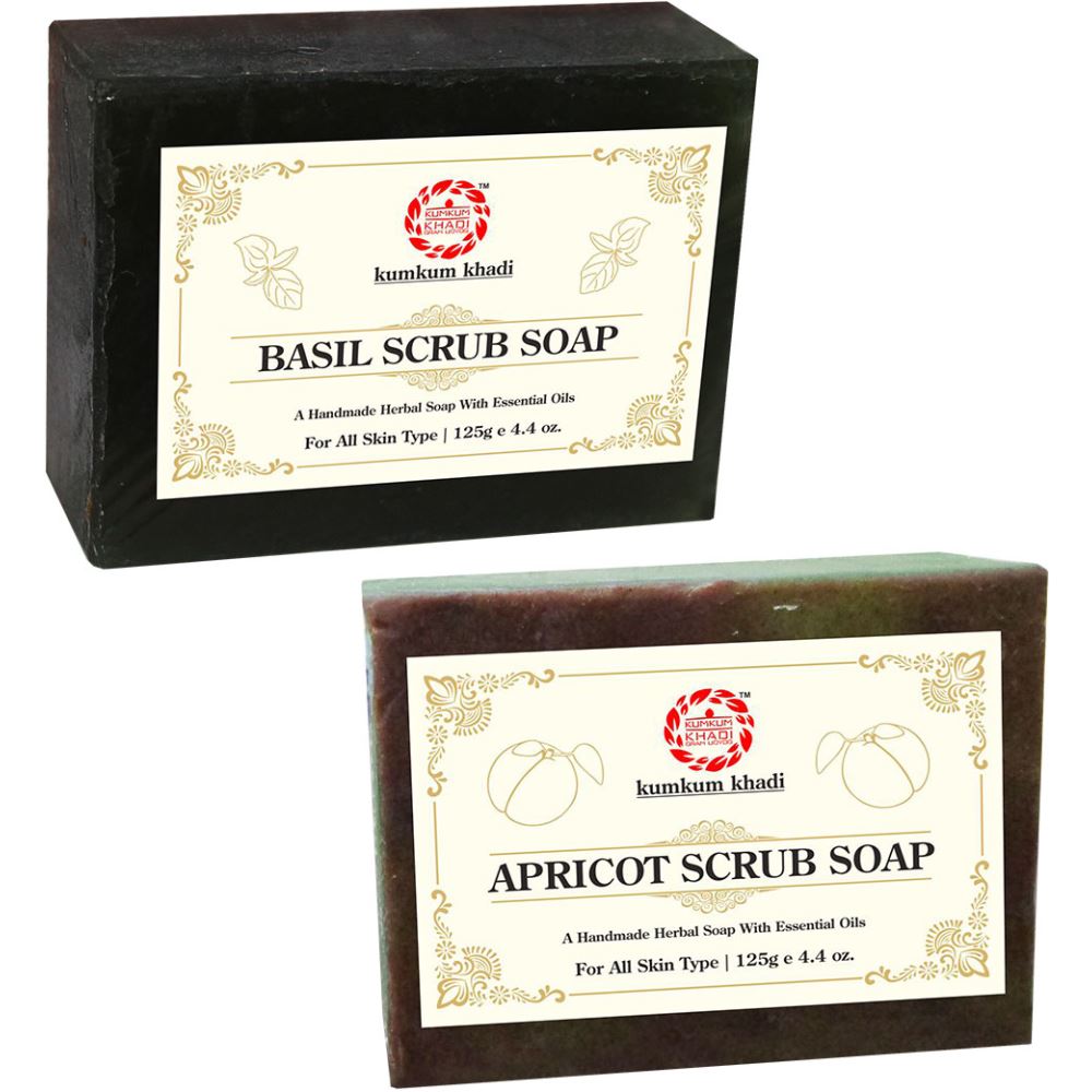 Kumkum Khadi Herbal Basil Scrub And Apricot Scrub Soap 1Pack Buy Kumkum Khadi Herbal Basil Scrub And Apricot Scrub Soap 1Pack at price in USA