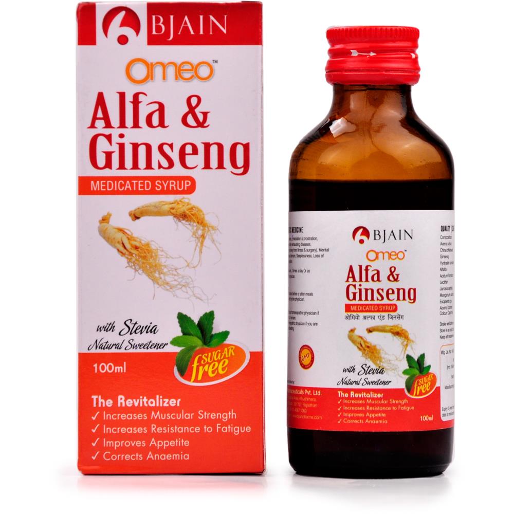 B Jain Omeo Alfa & Ginseng Syrup (Sugar Free) (100ml)